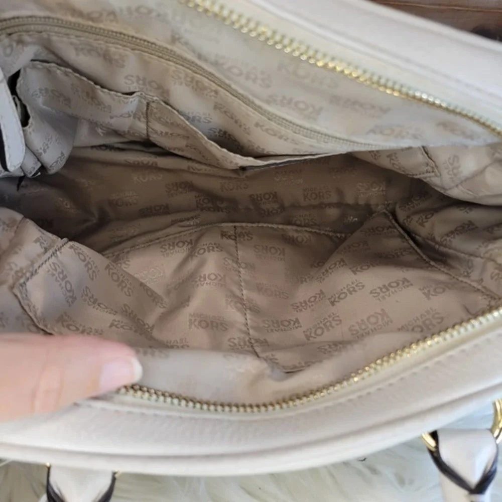 Michael Kors Vanilla Knox Tassel Genuine Leather Medium Satchel
